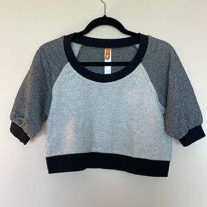 Lucy Crop Top, Short Sleeve, Color Black, White, & Gray, Size XS